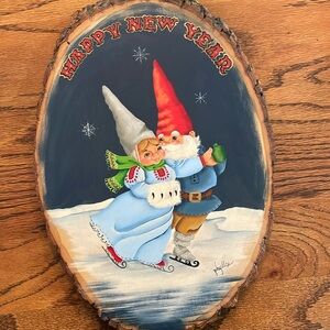 Tole painted “welcome” reversible wooden plaque